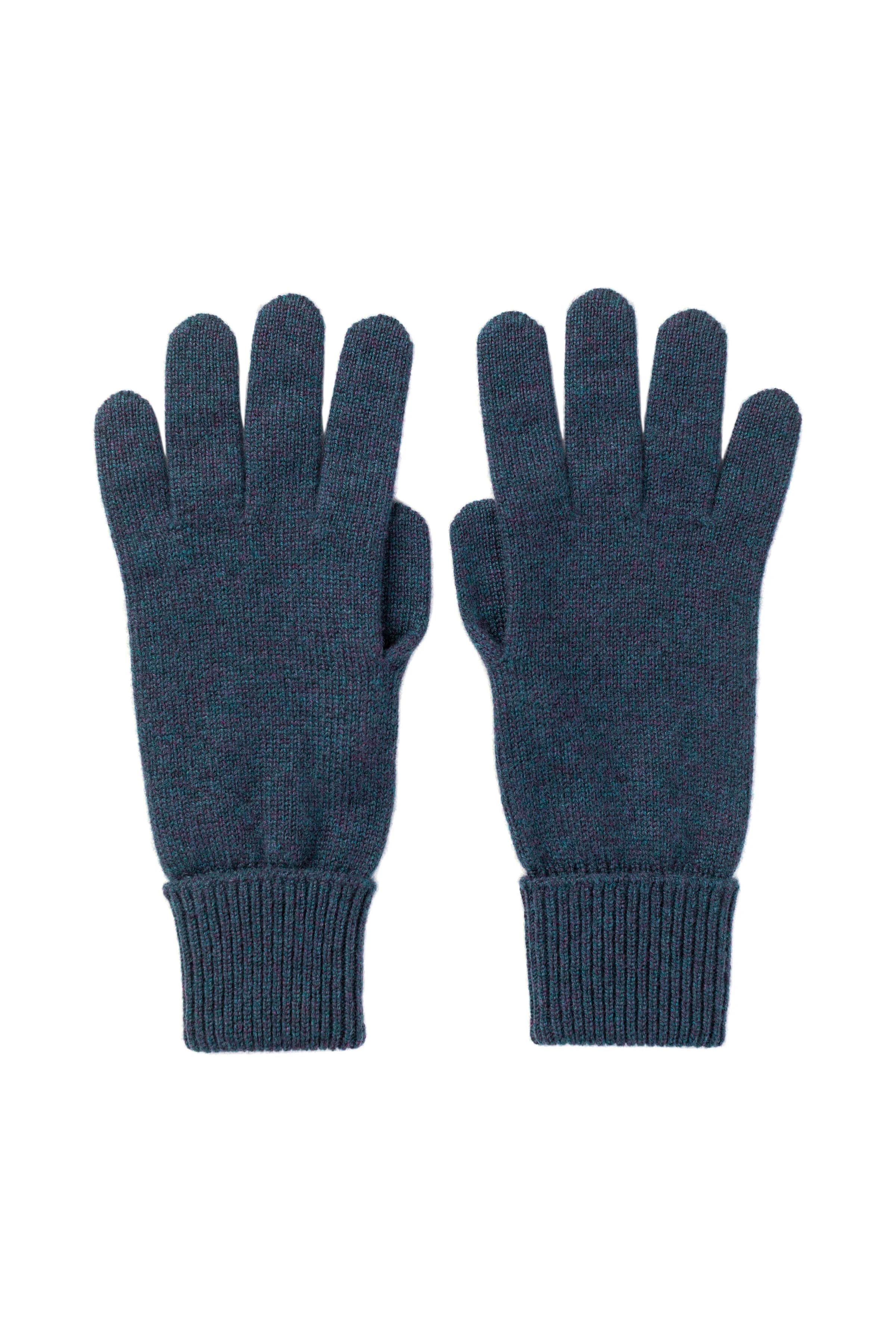 Navy Cashmere Gloves with Turnback Cuffs - 1