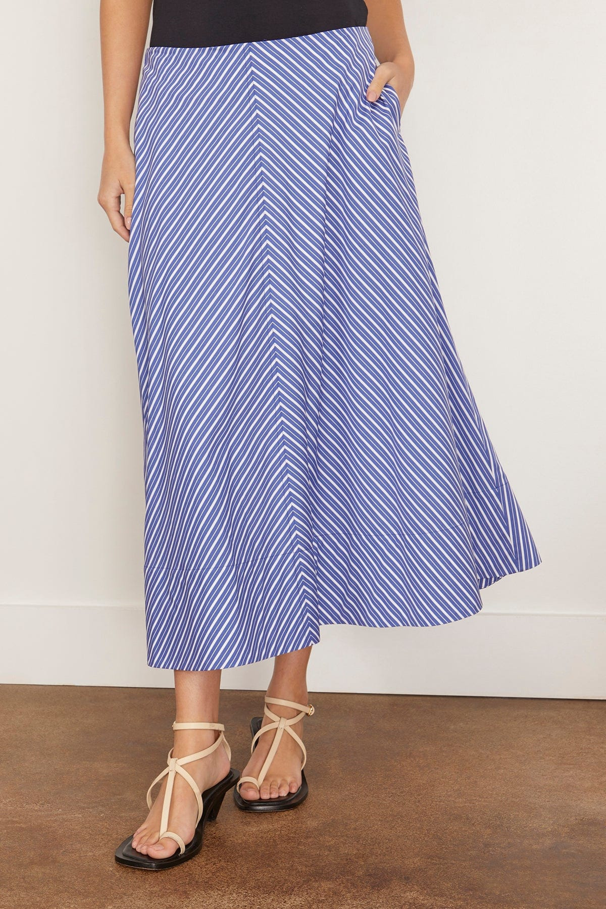 Knox Low Slung Circle Skirt in Navy Stripe - 3