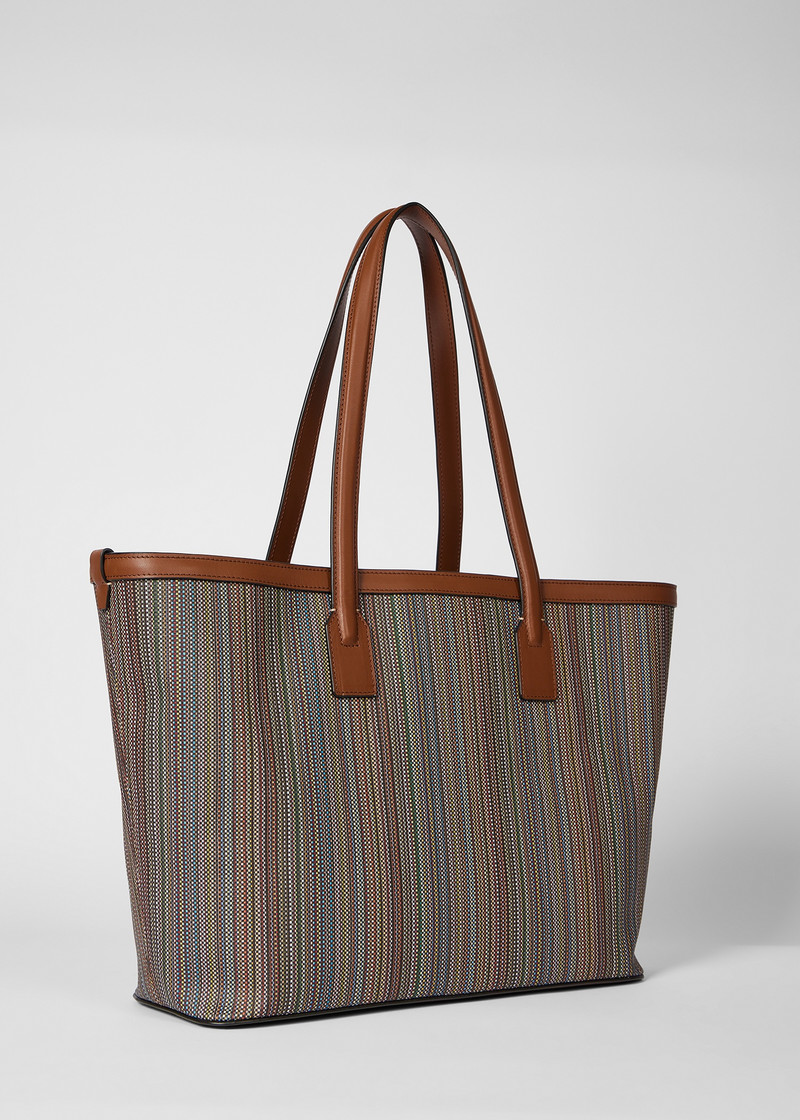 Paul Smith Women's 'Signature Stripe' Printed Canvas Tote Bag outlook