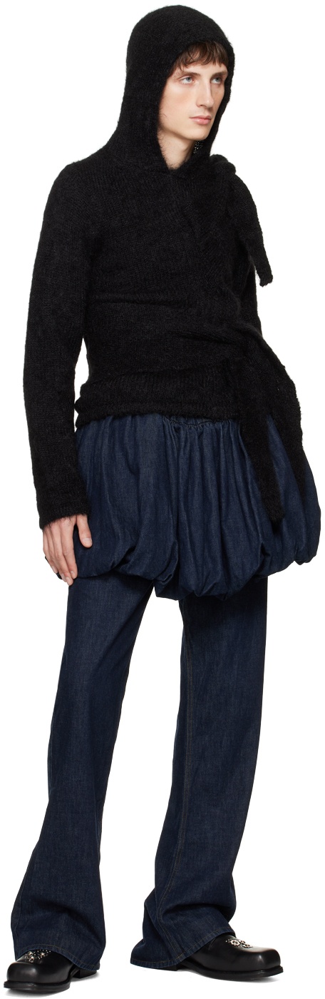 Aaron Esh Men's' Tied Hooded Sweatshirt in Black | LN-CC®