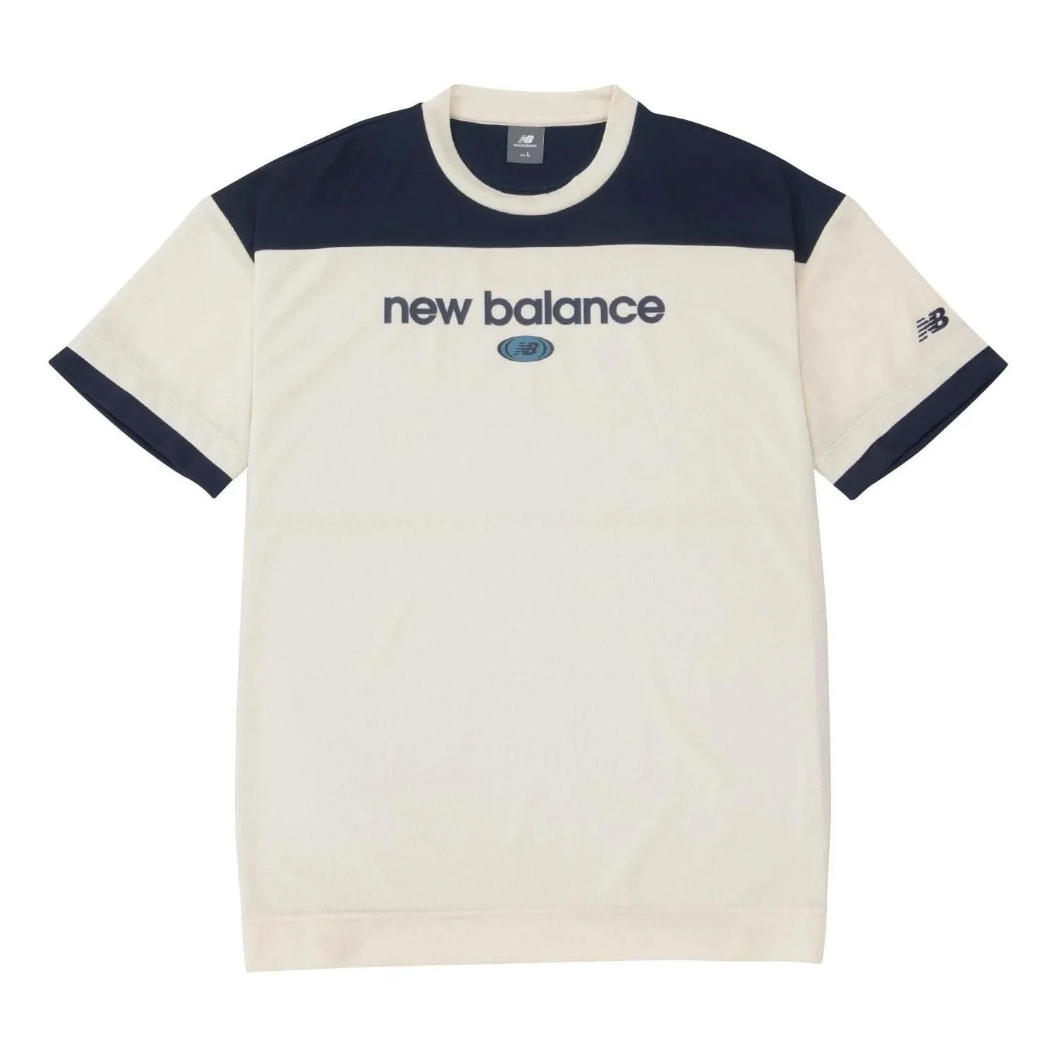 New Balance Linear Logo Honeycomb Mesh T-shirt 'Sea Salt' AMT45072-SST - 1