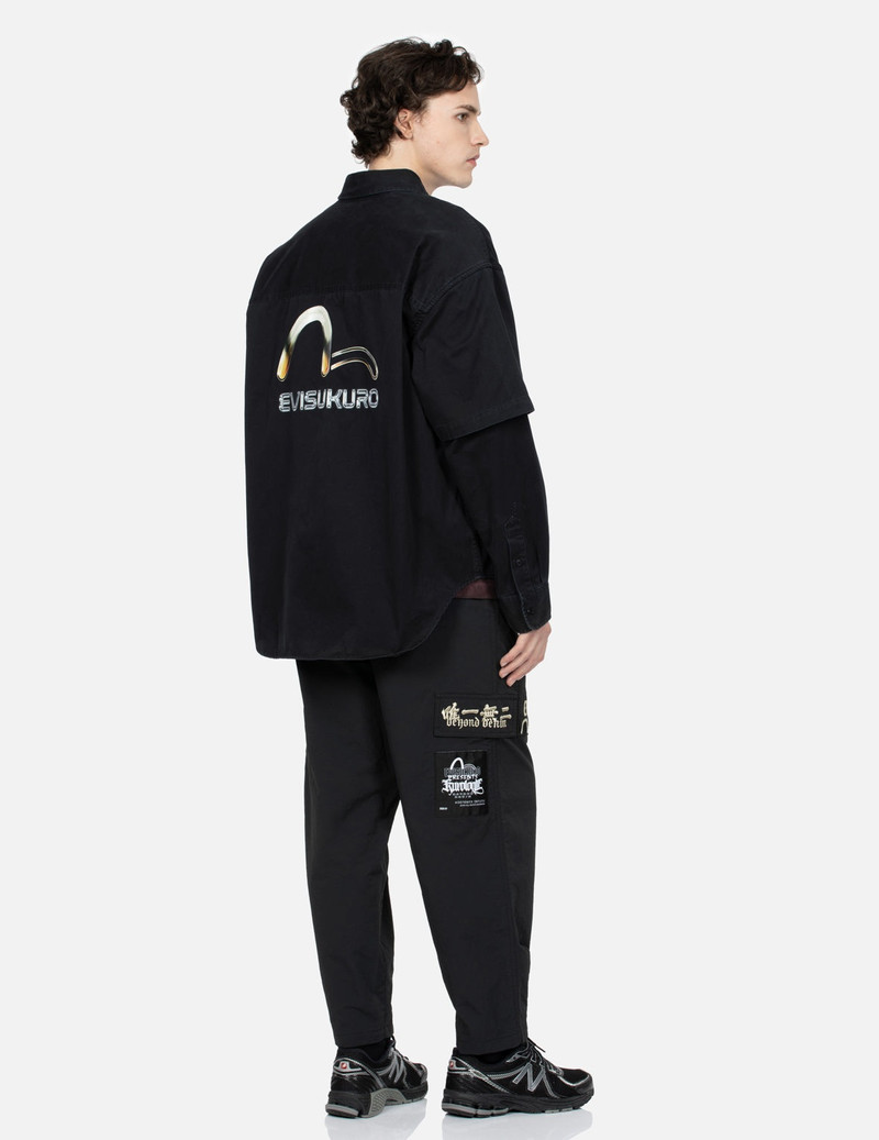 Metallic Seagull and Logo Print Relax Fit Oxford Shirt 3