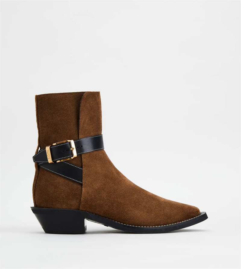 ANKLE BOOTS IN SUEDE - BROWN - 1