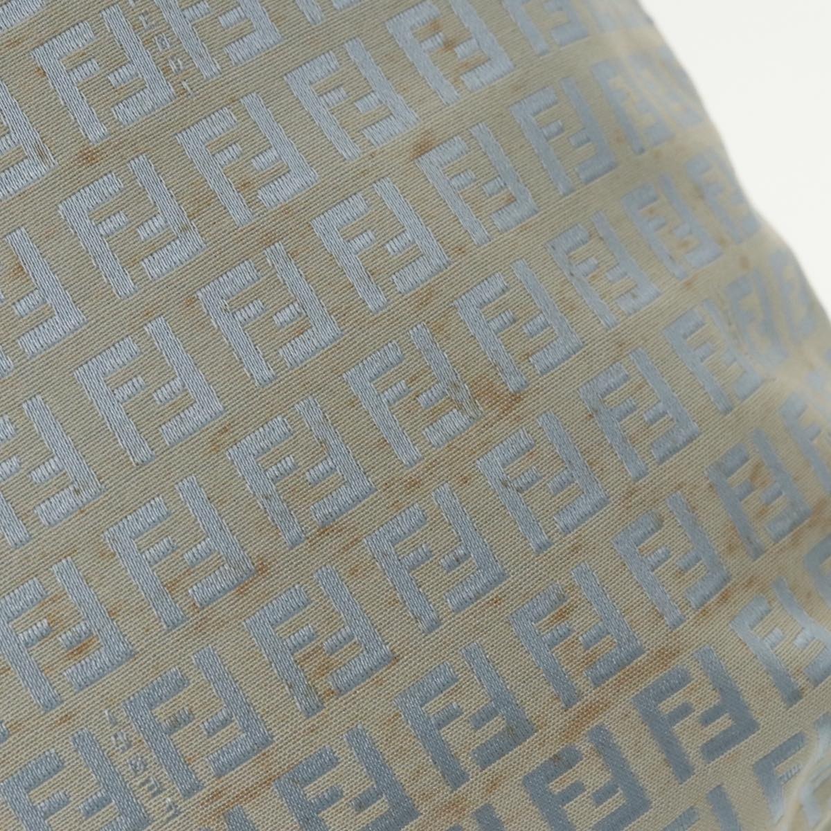 FENDI Zucchino Canvas Tote Bag Light Blue Brown Silver - 6