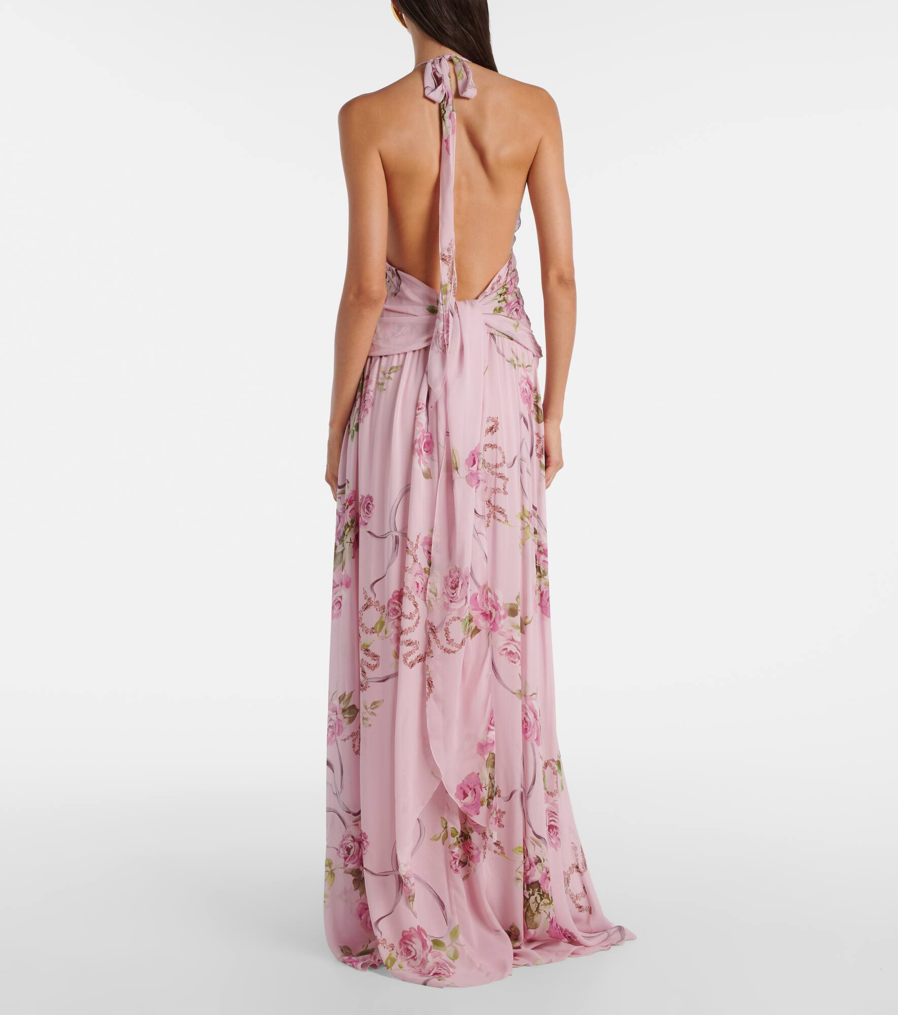 Floral ruffled georgette maxi dress - 3
