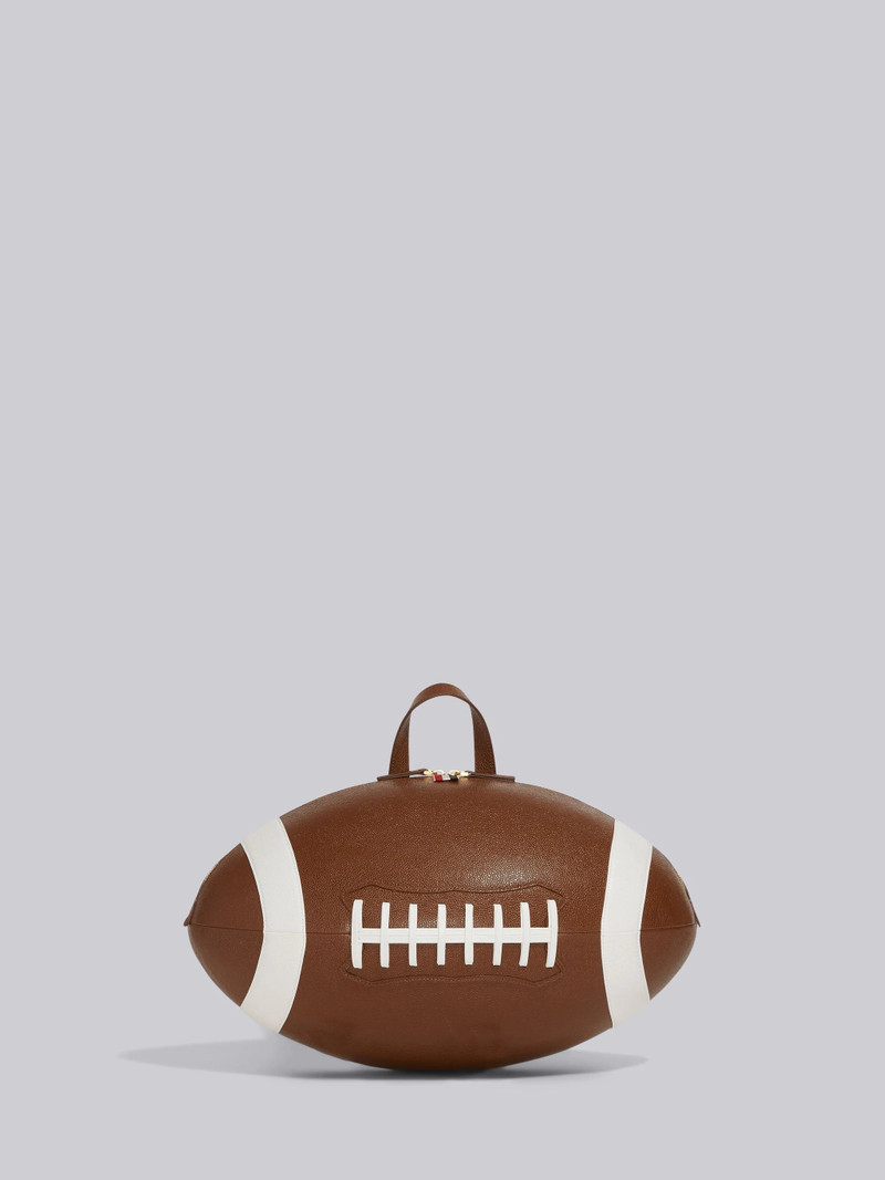 Brown Pebble Grain Leather Football Backpack 1