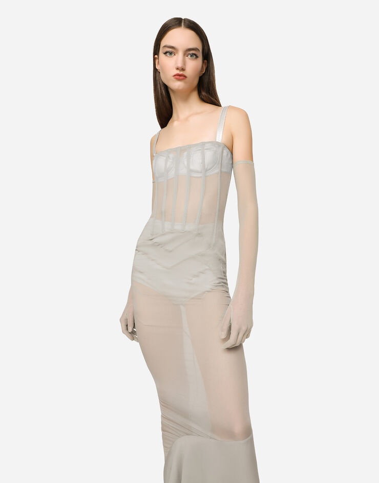 Long silk georgette dress - 3