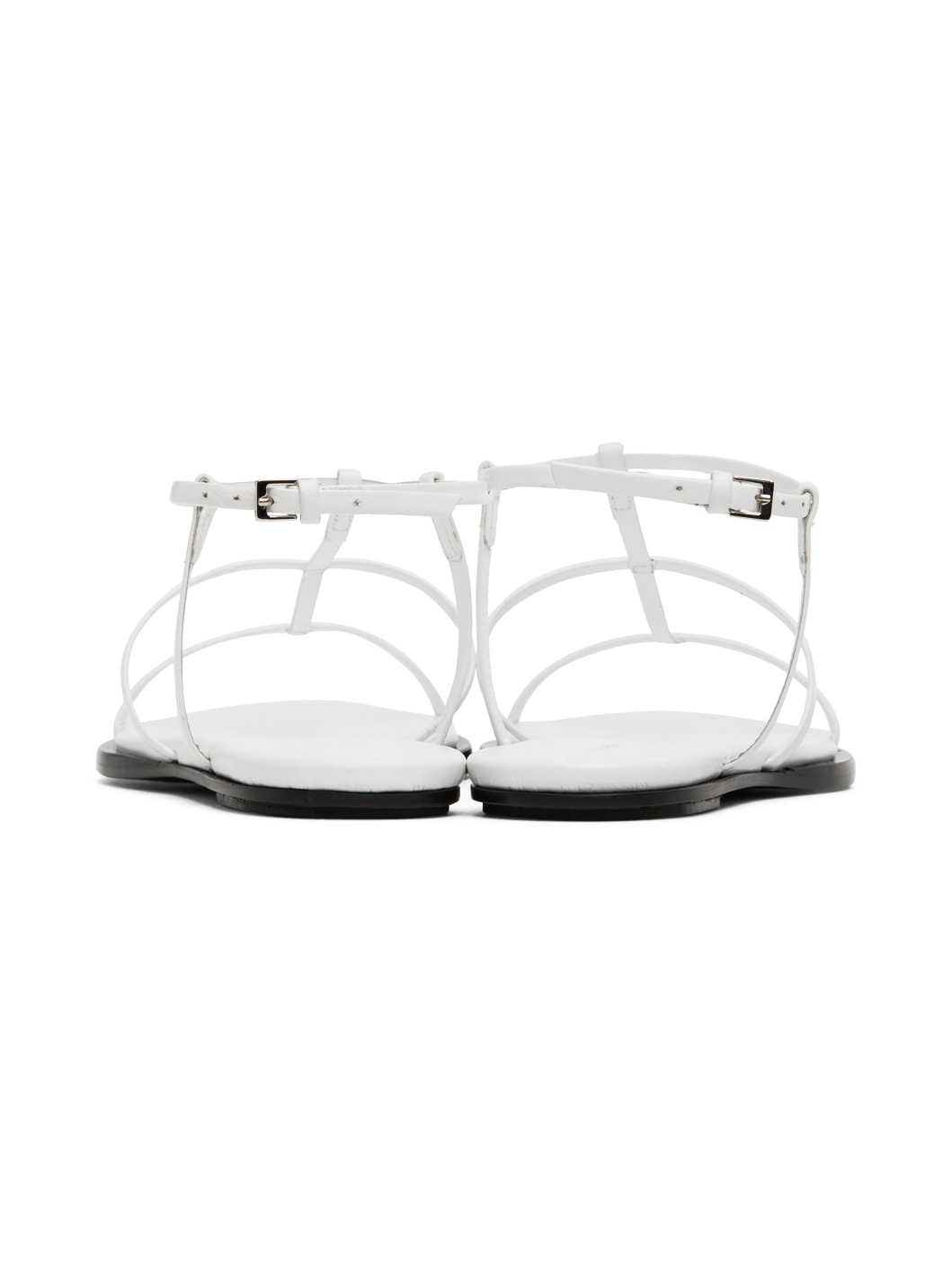 White T Bar Flat Sandals - 2