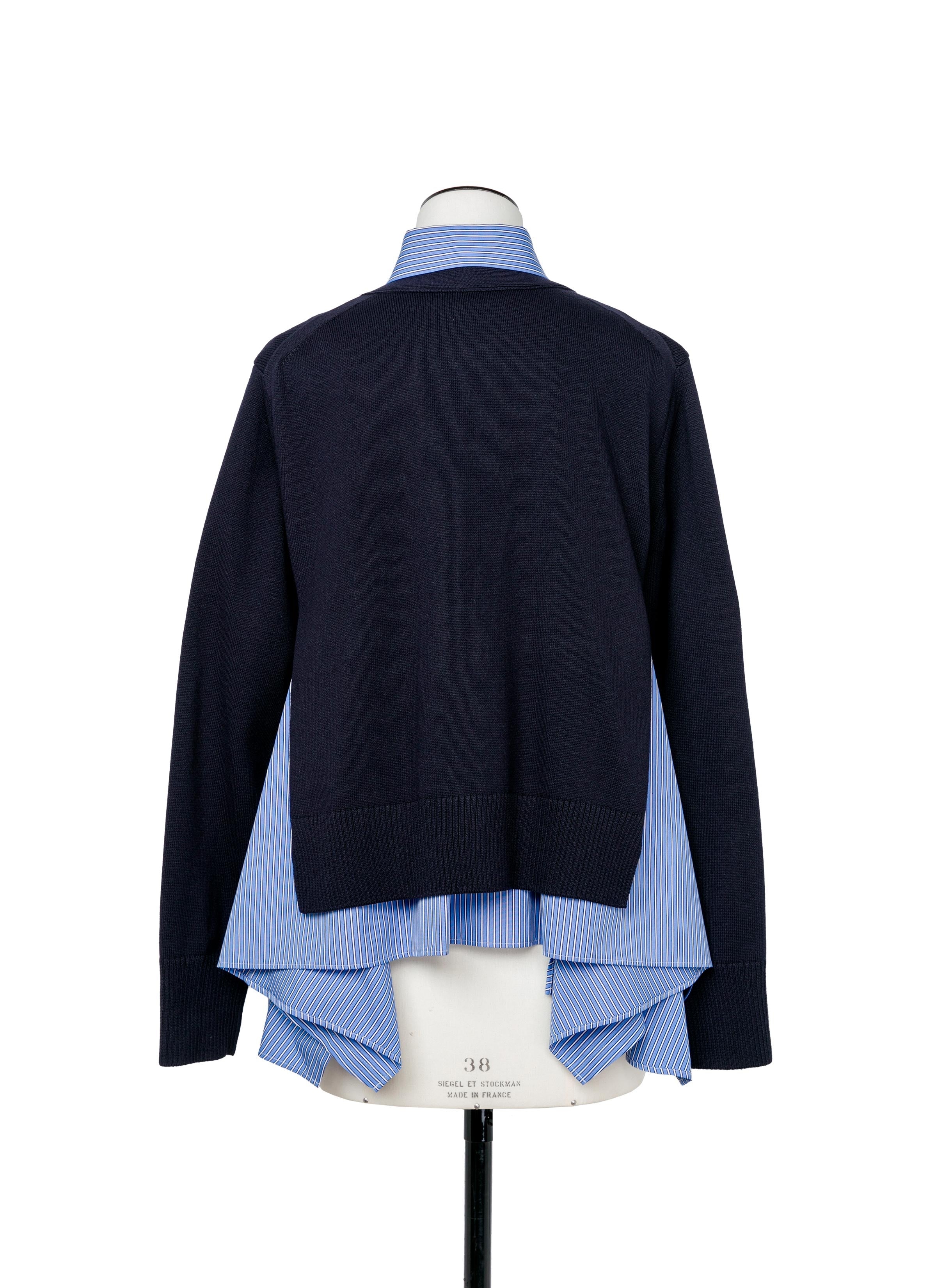 Cotton Poplin x Knit Cardigan - 4