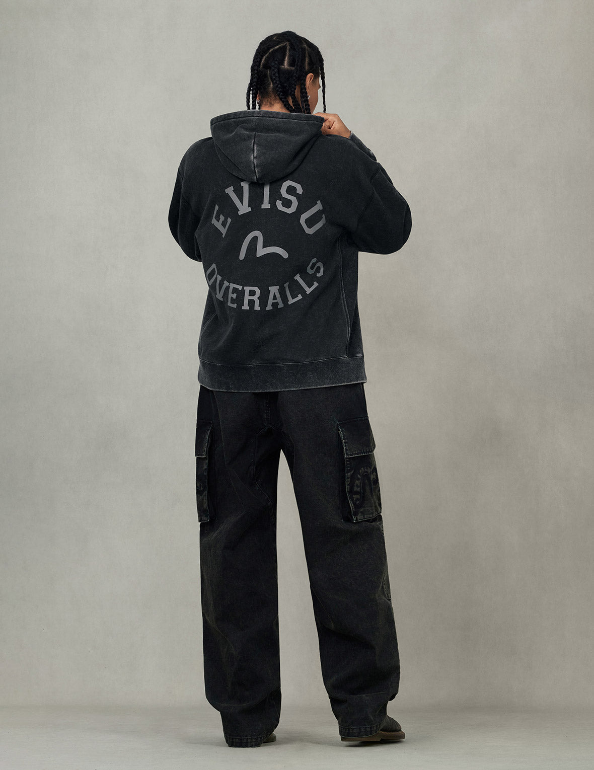 Washed Seagull and Logo Print Relax Fit Hoodie - 6