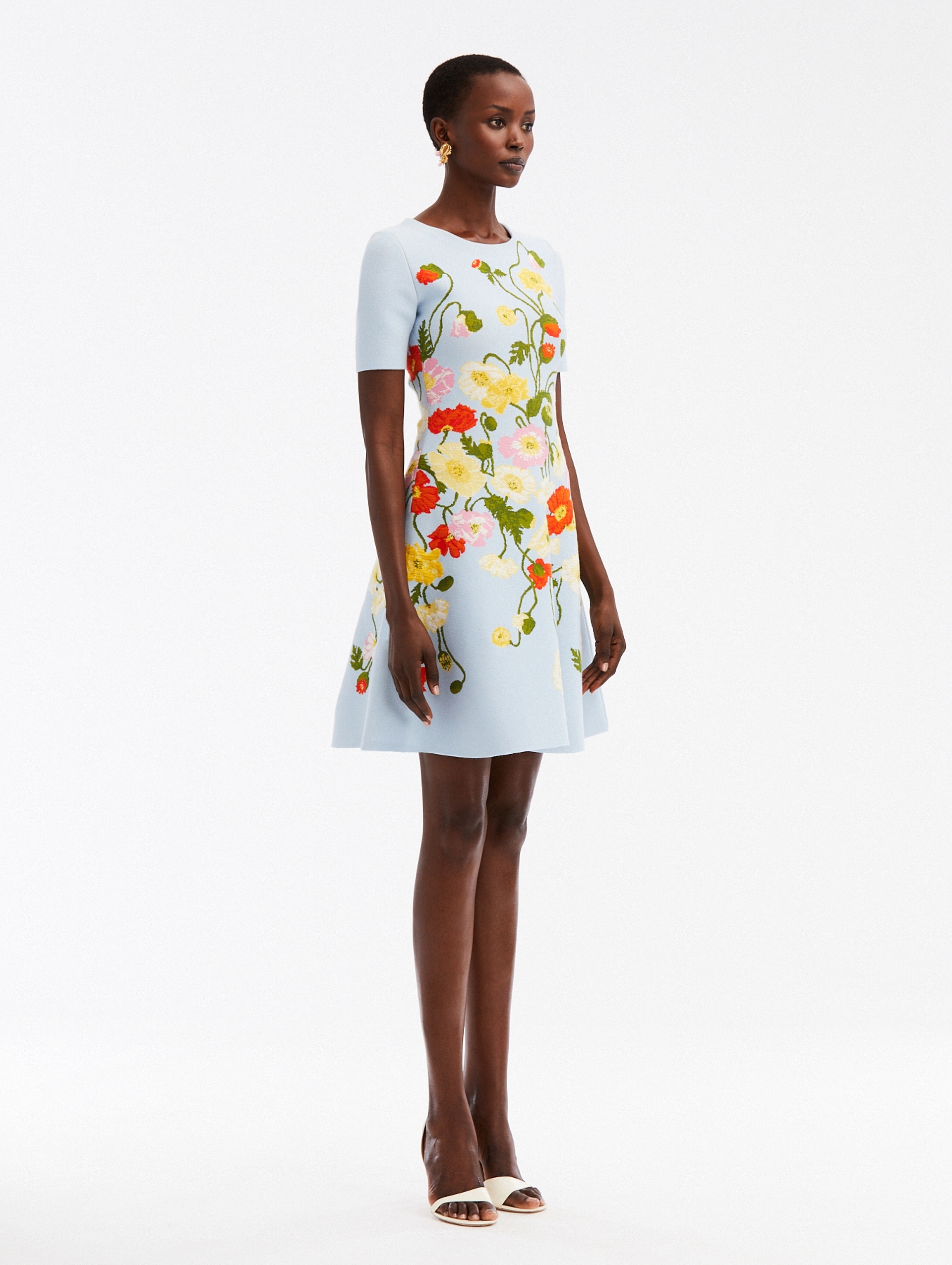 PAINTED POPPIES JACQUARD DRESS - 3