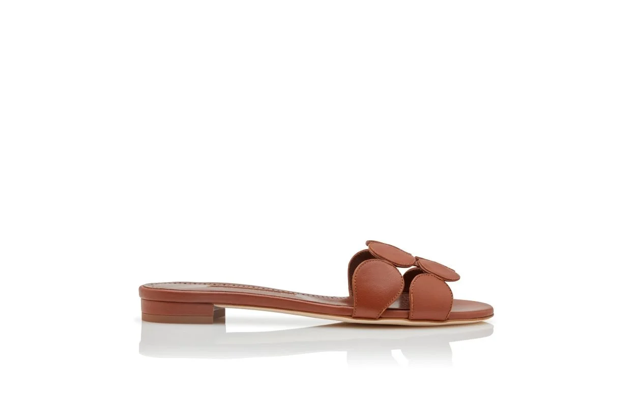 Brown Nappa Leather Flat Sandals - 1