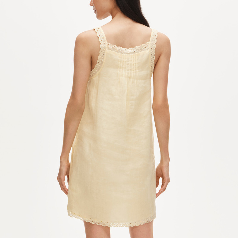 Scallop-trim mini dress in ramie 4