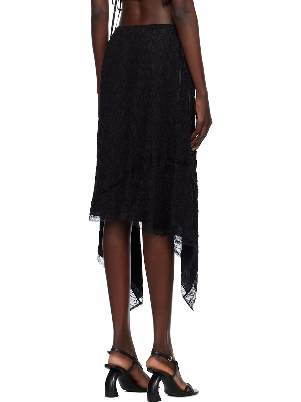 Black Cloqué Midi Skirt - 3