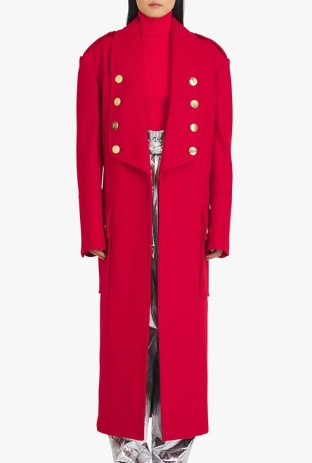 Long red wool coat - 6