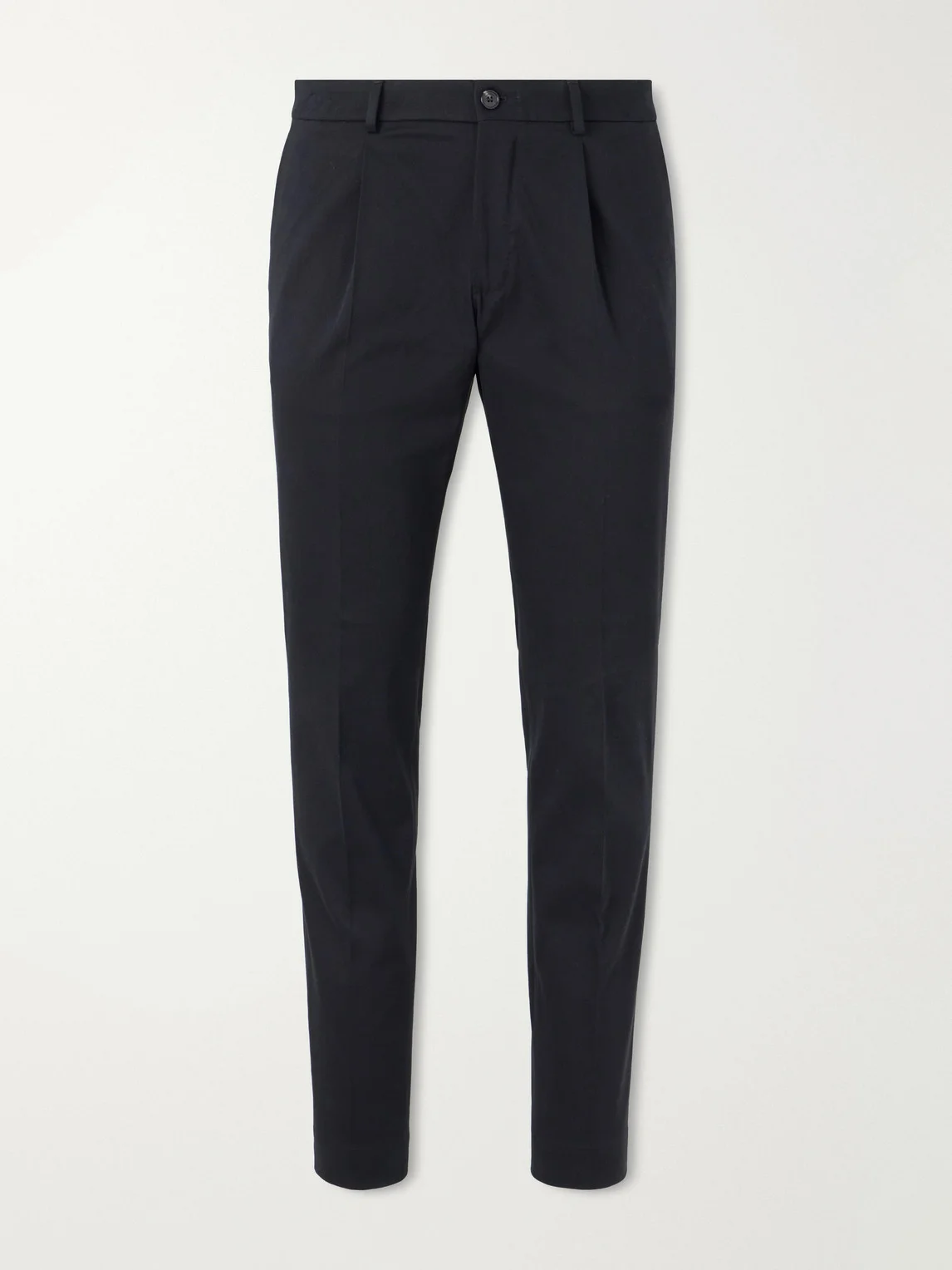 Tapered Pleated Cotton-Blend Gabardine Suit Trousers - 1