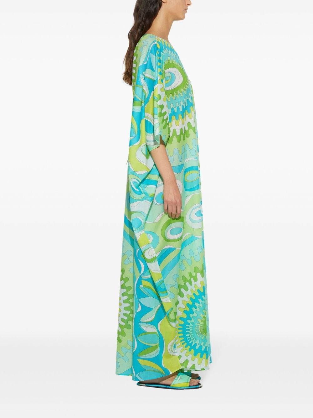 Bersaglio-print cotton kaftan dress - 3