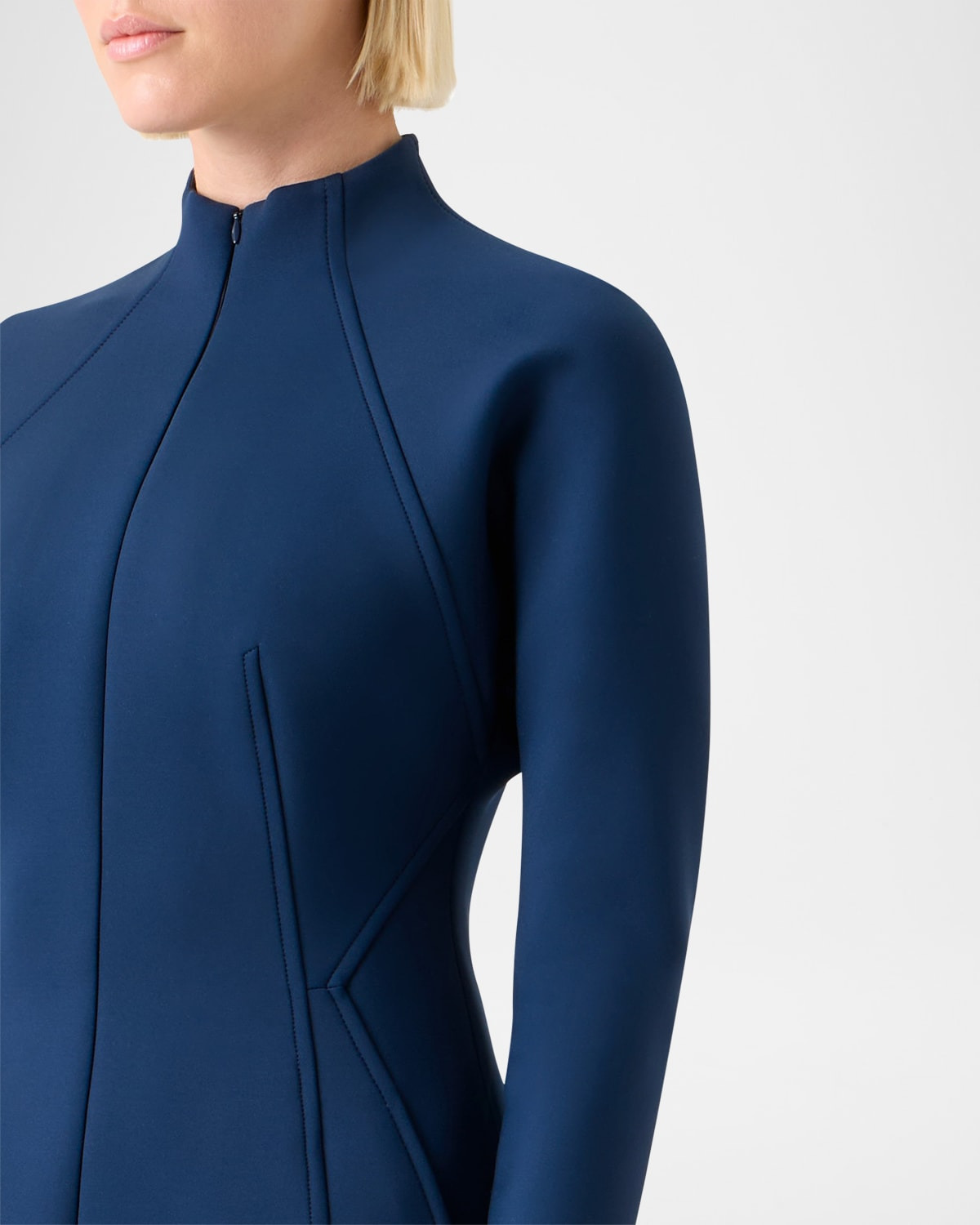 Techno Neoprene Long-Sleeve Zip-Front Dress - 5