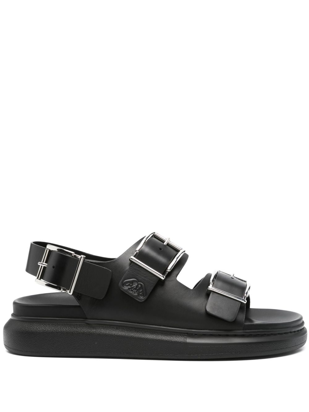 logo-debossed leather sandals - 1