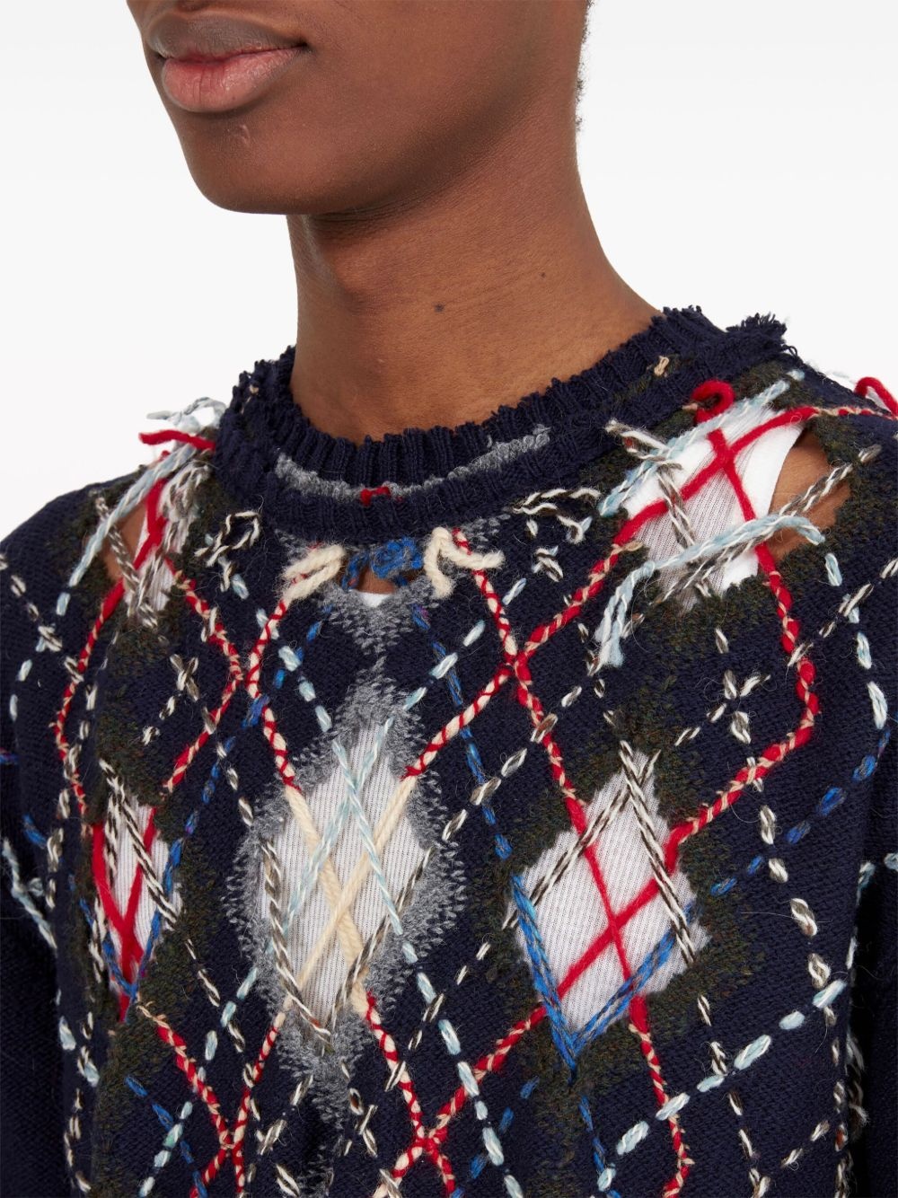 contrasting-stitch argyle-knit jumper - 7