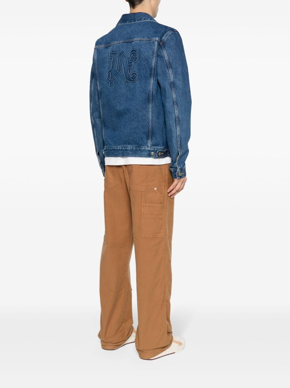 embossed-monogram denim jacket - 2