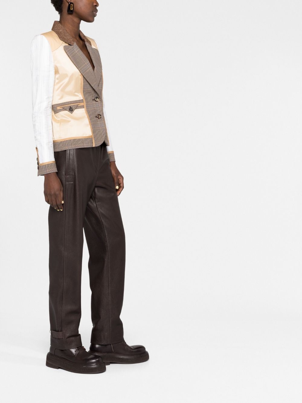 patchwork single-breasted blazer - 6