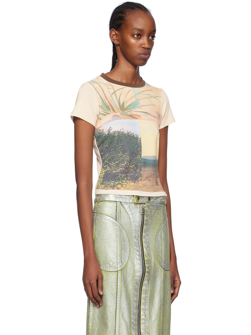 Beige Printed T-Shirt - 2