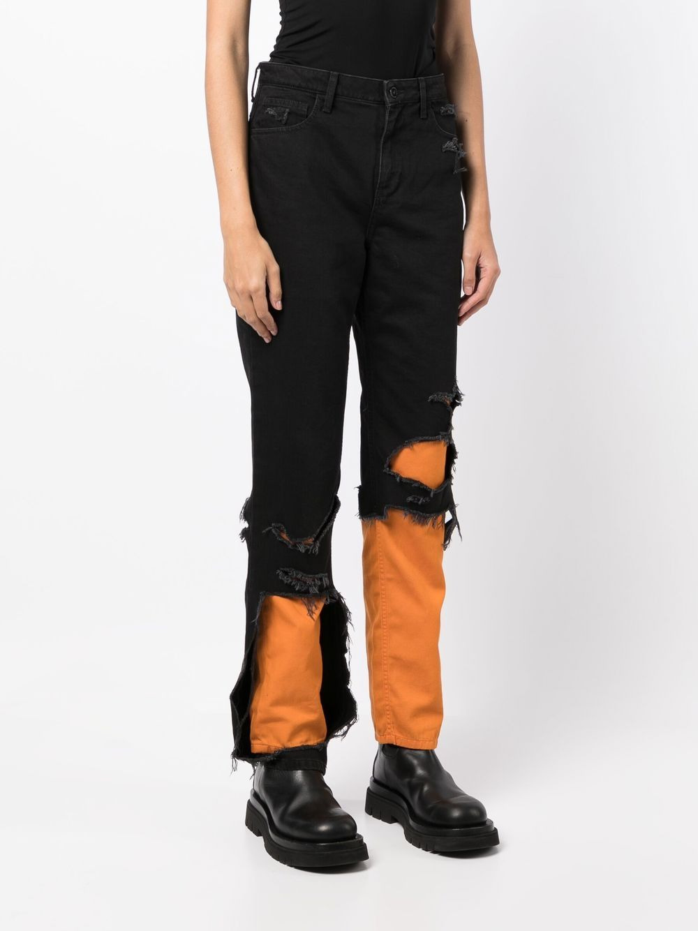 distressed-effect straight-leg jeans - 3