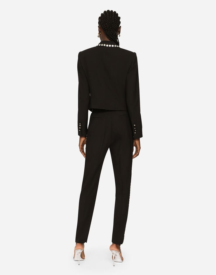 Wool Spencer-fit jacket with crystal piping - 5