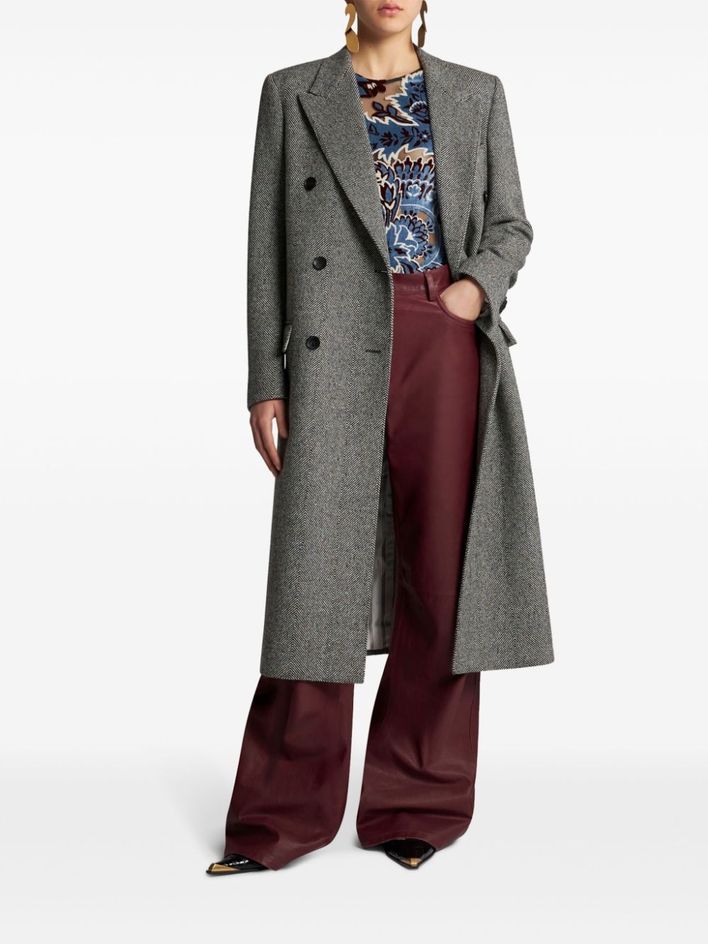 wide-leg leather trousers - 2
