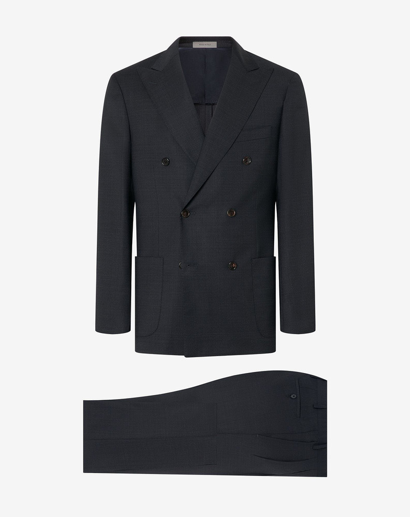 Blue micropatterned wool suit 1