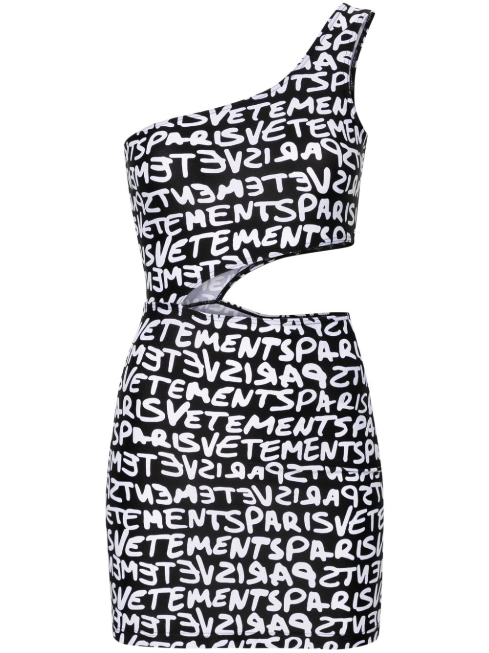 logo-print asymmetric minidress - 1