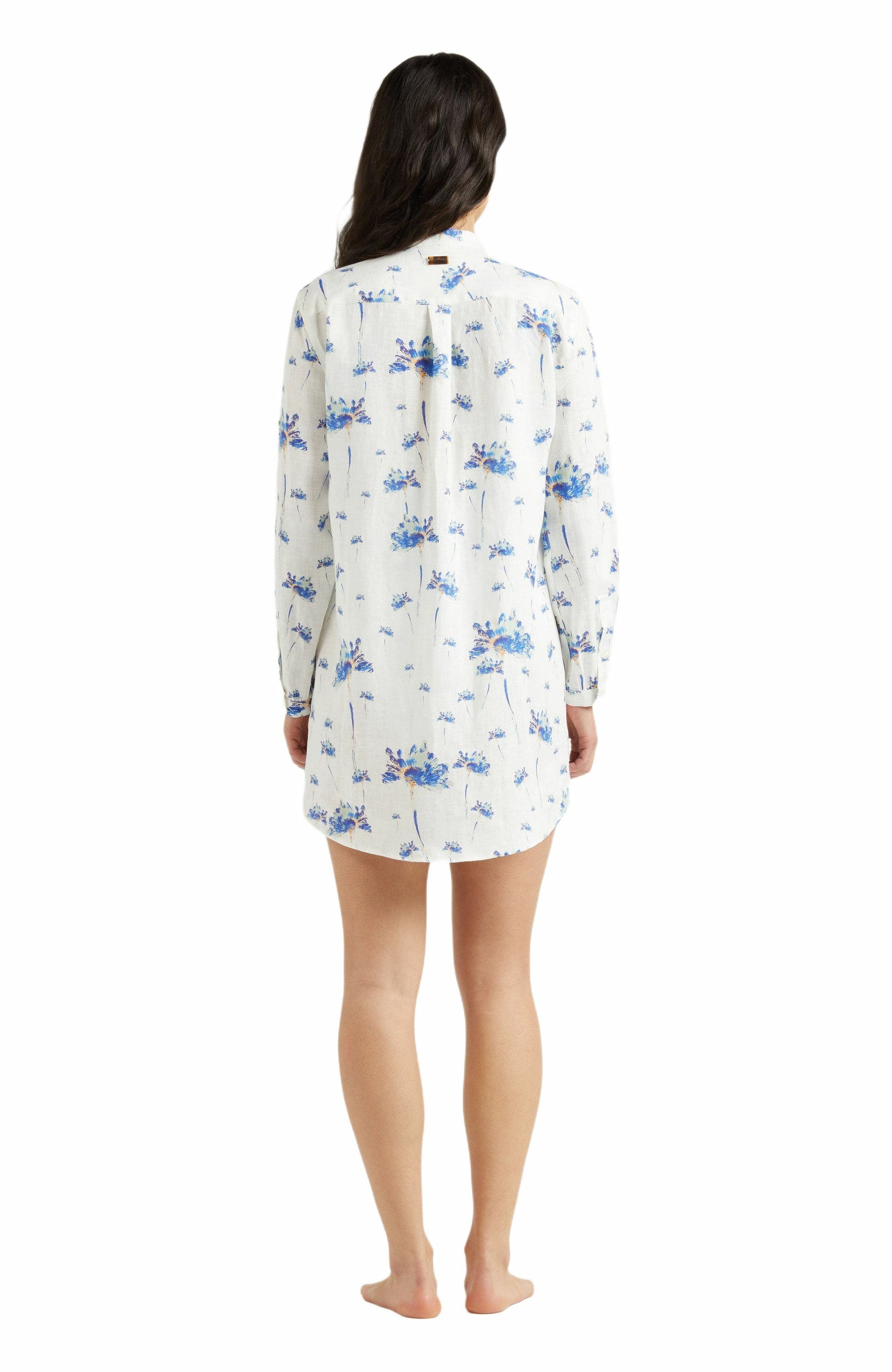 Vilebrequin Women's Herbier Print Linen Shirt Dress in Off-White at Nordstrom - 2