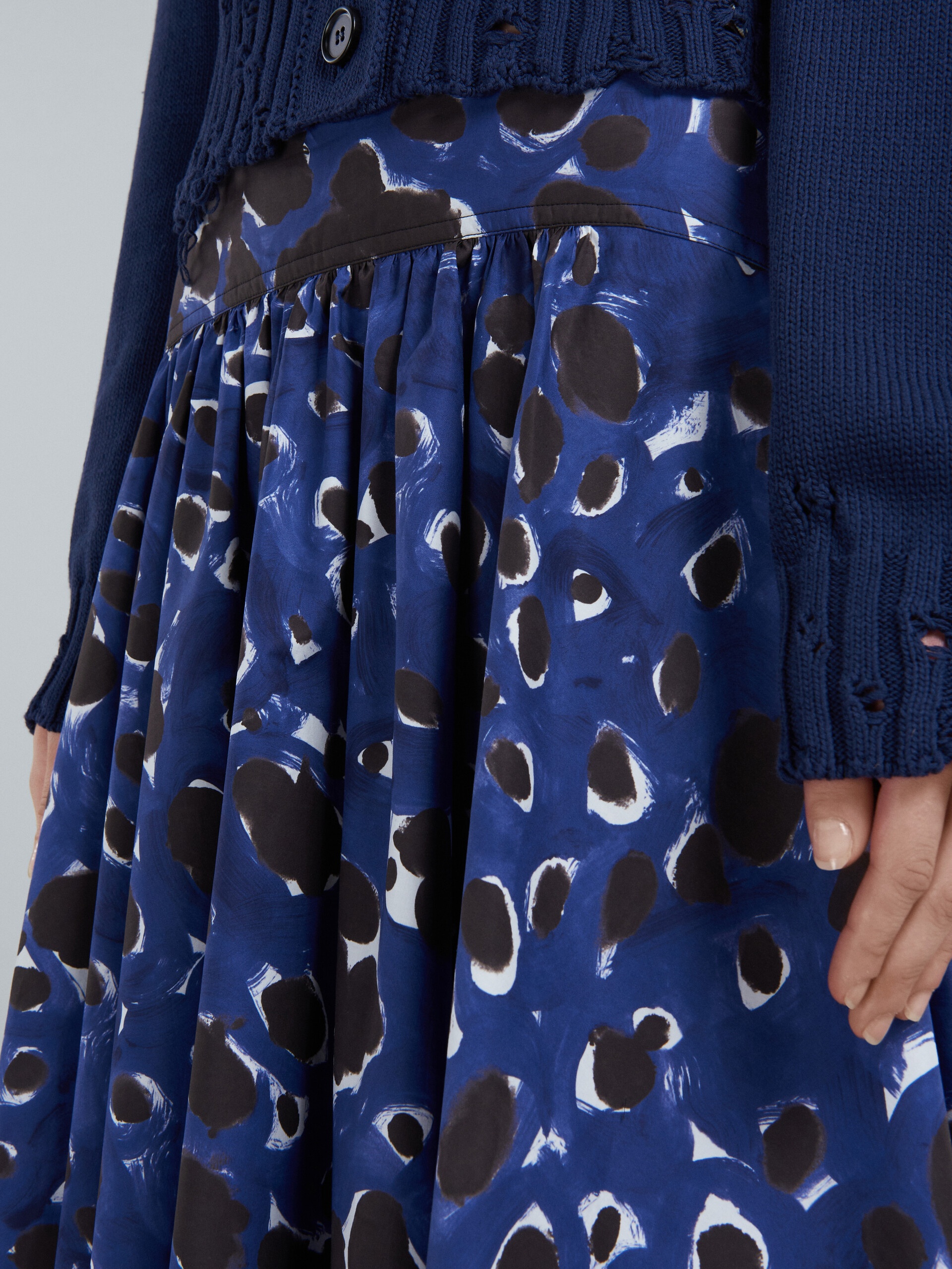 BLUE POP DOTS PRINT POPLIN FULL SKIRT - 4