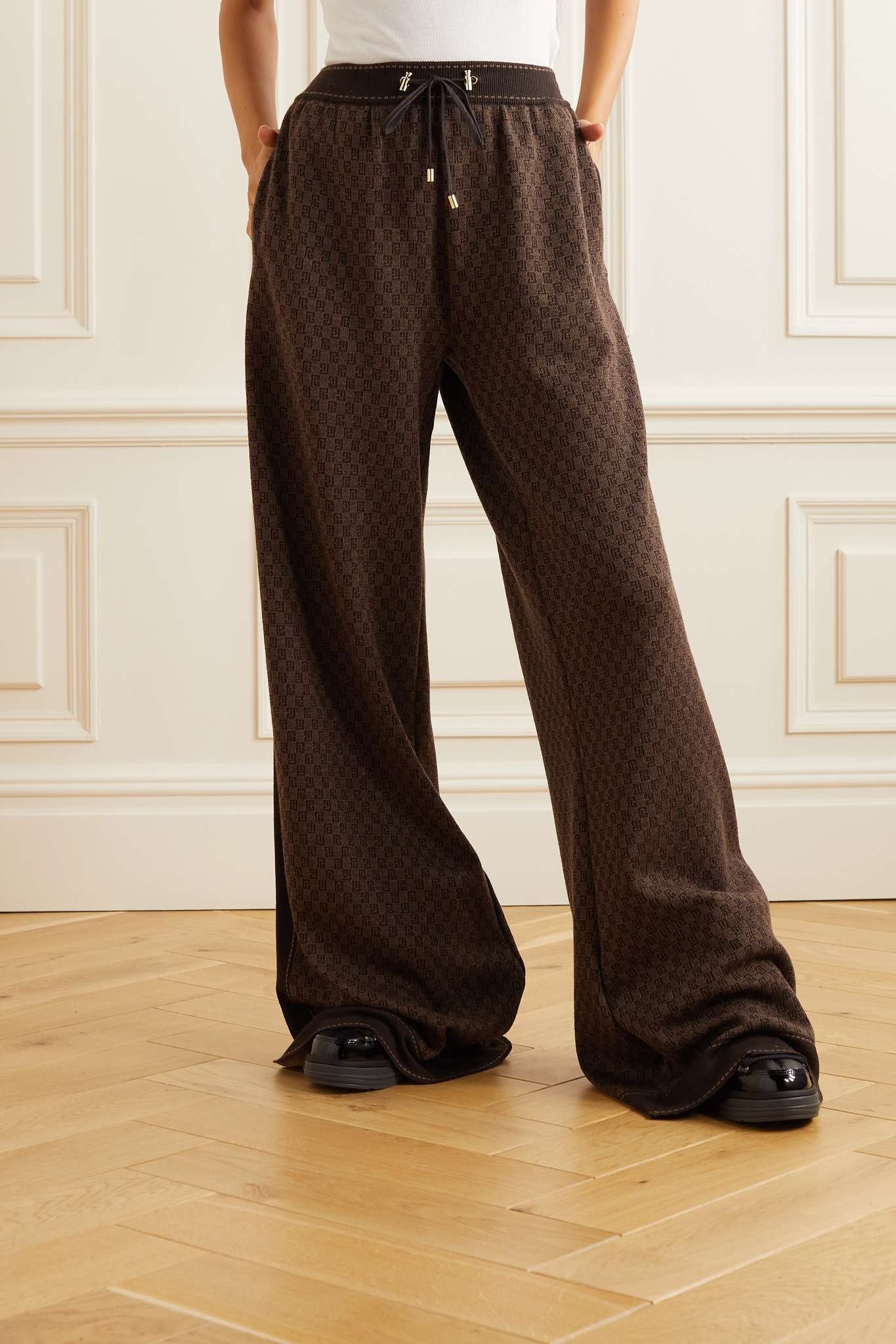 Striped wool-blend jacquard wide-leg pants - 3