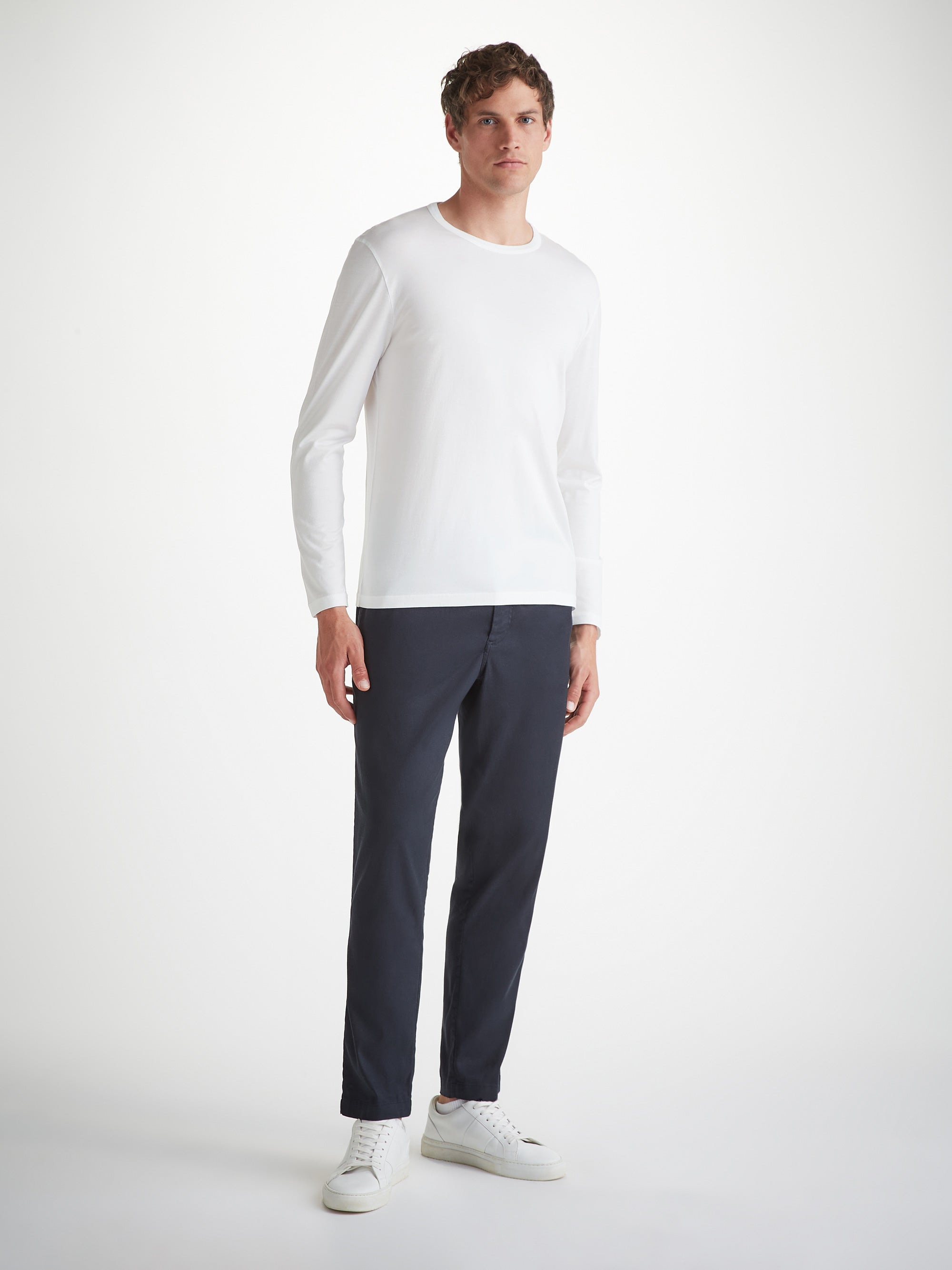 Men's Long Sleeve T-Shirt Barny Pima Cotton White - 3