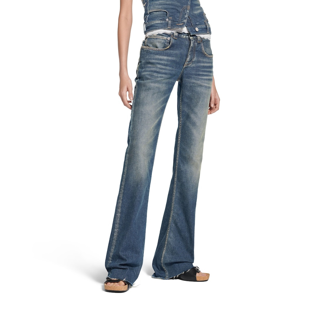 Women's Slim Fit Bootcut Pants in Dark Blue - 5