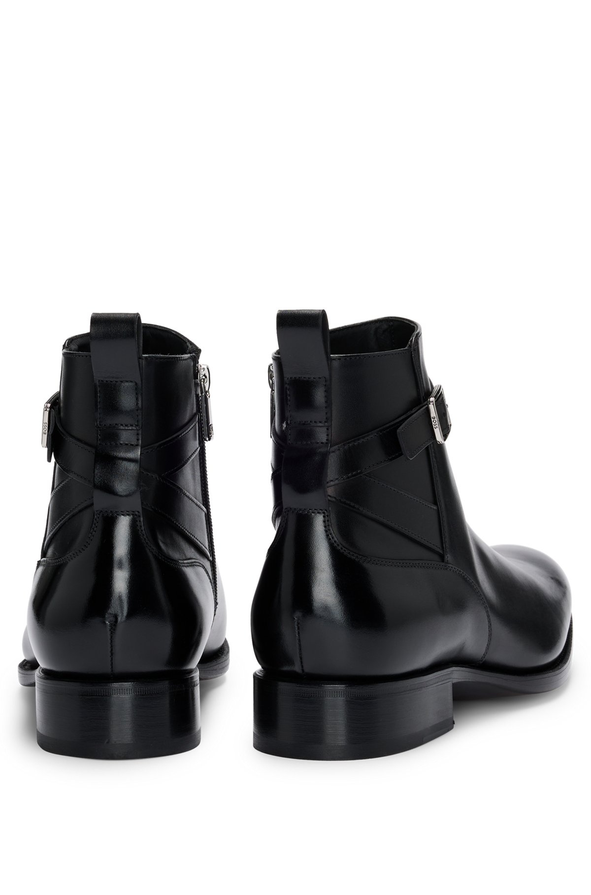 LEATHER JODHPUR BOOTS WITH ZIP CLOSURE AND BUCKLED STRAP - 5