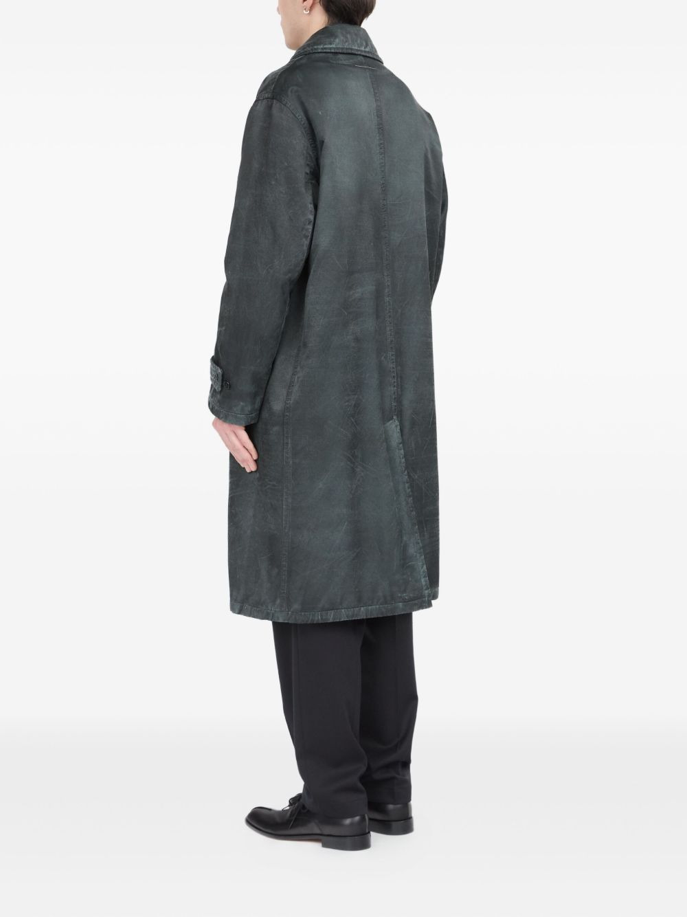 waxed button-up coat - 5