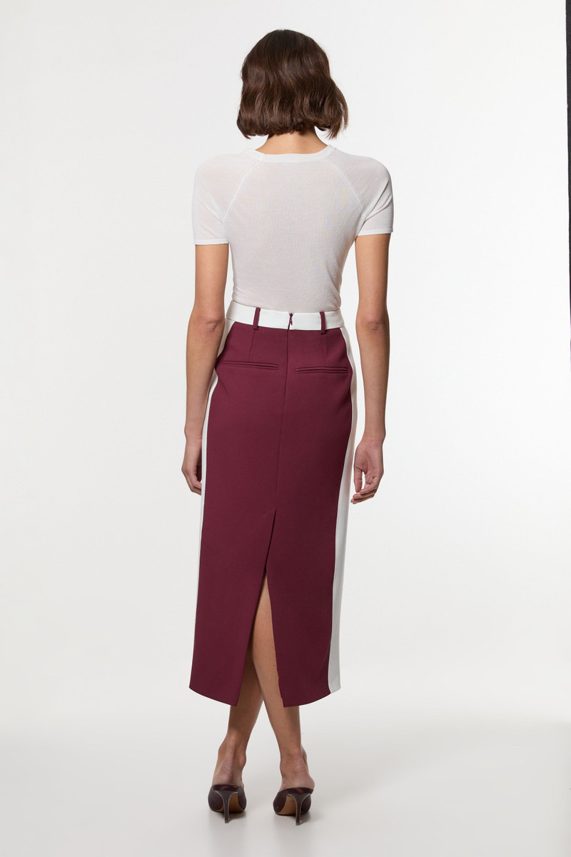 Compact Stetch Contrast Waistband Pencil Midi Skirt 5