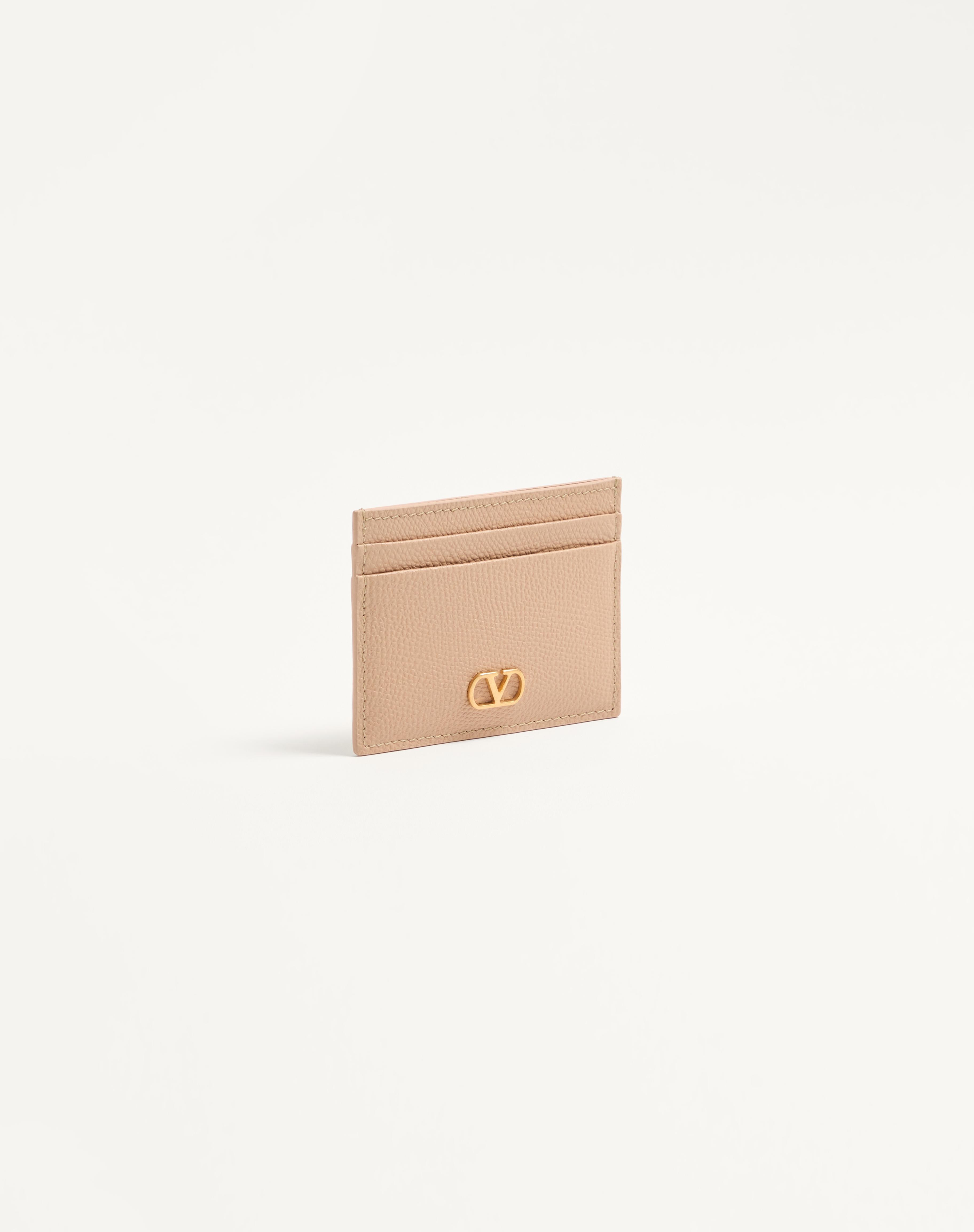 VLOGO SIGNATURE GRAINY CALFSKIN CARD HOLDER - 4