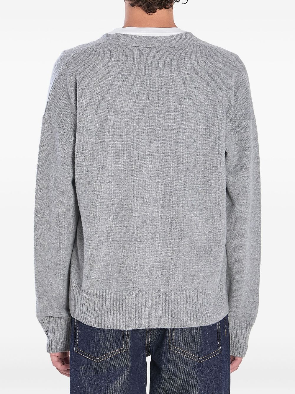 embroidered-logo button cardigan - 4