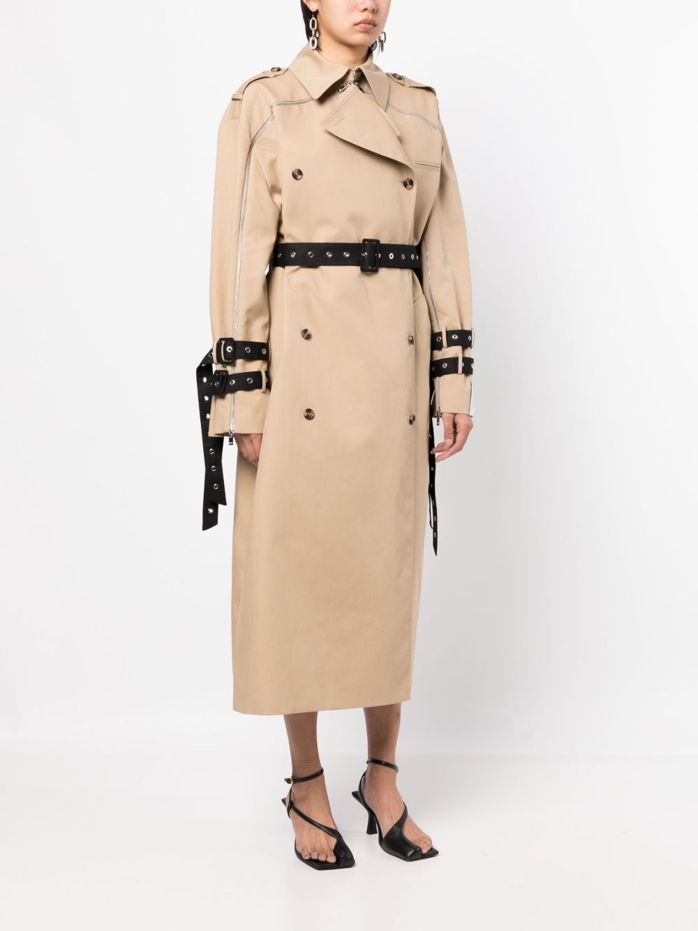 oversized belted-waist trench coat - 3