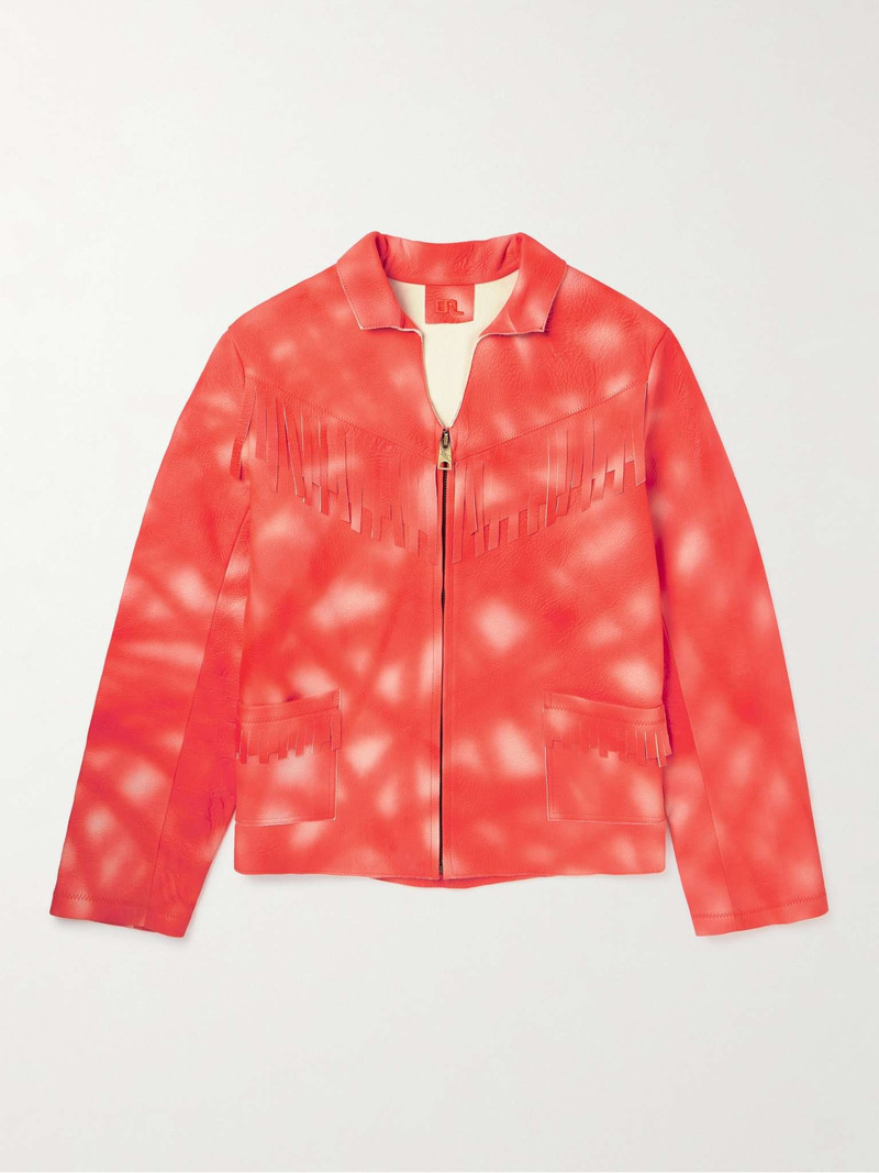Fringed Garment-Dyed Leather Jacket - 1