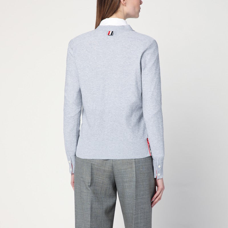 Thom Browne Light Grey Cardigan In Cotton And Silk Women - 2