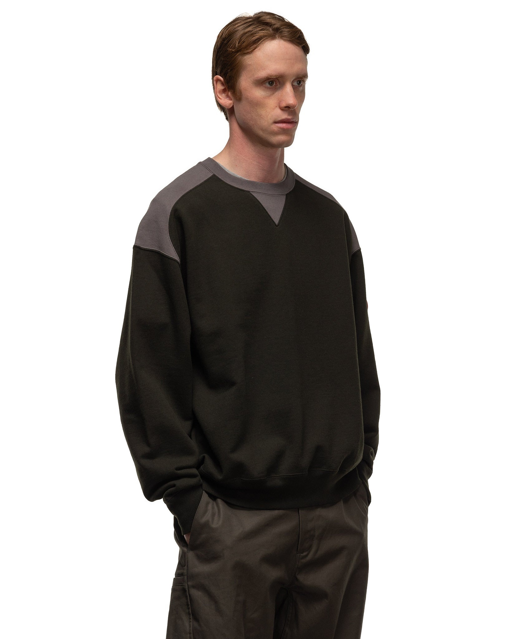 Cav Empt Panel Shoulder Crew Neck Black | REVERSIBLE