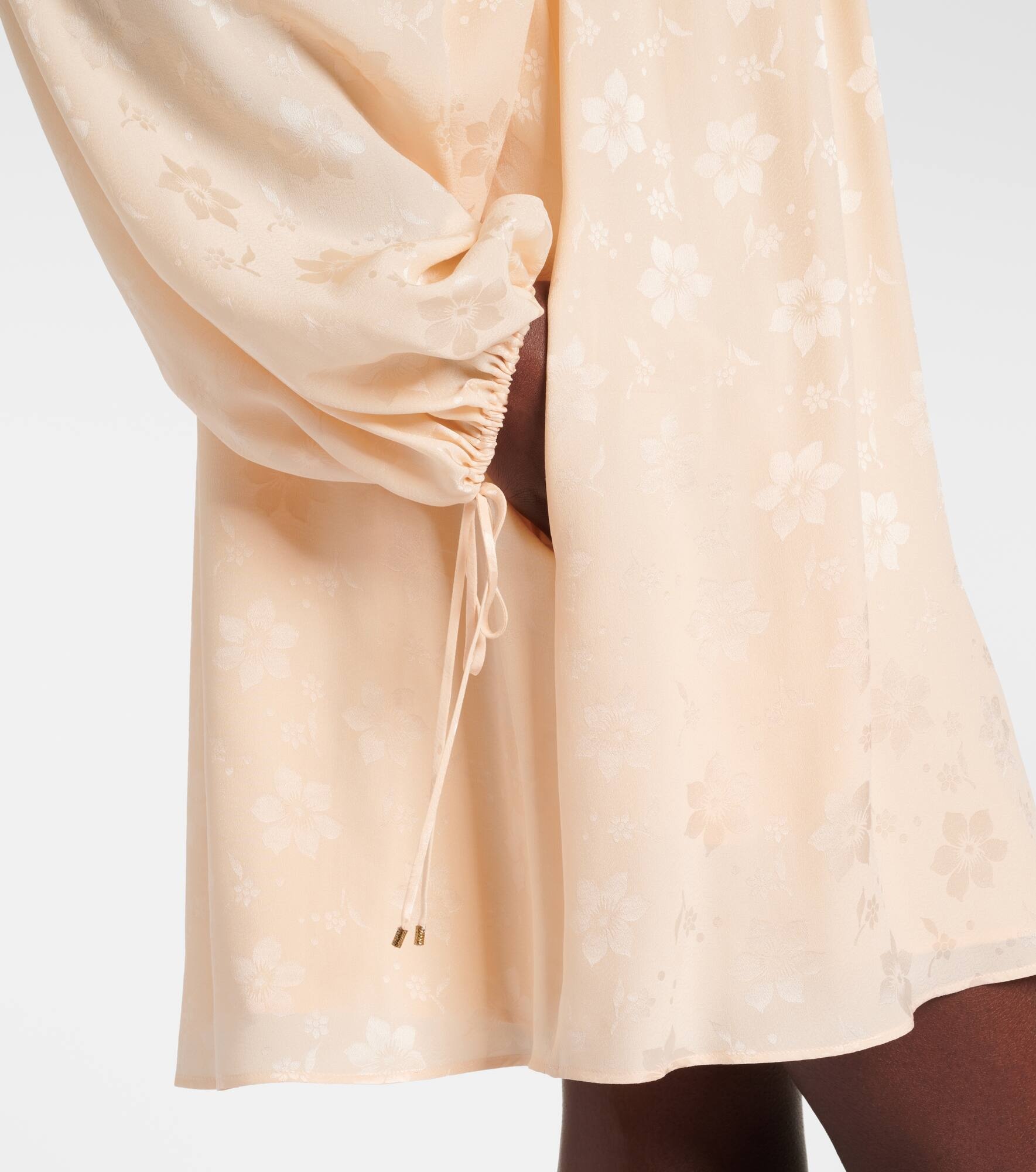 Gathered floral silk jacquard minidress - 5