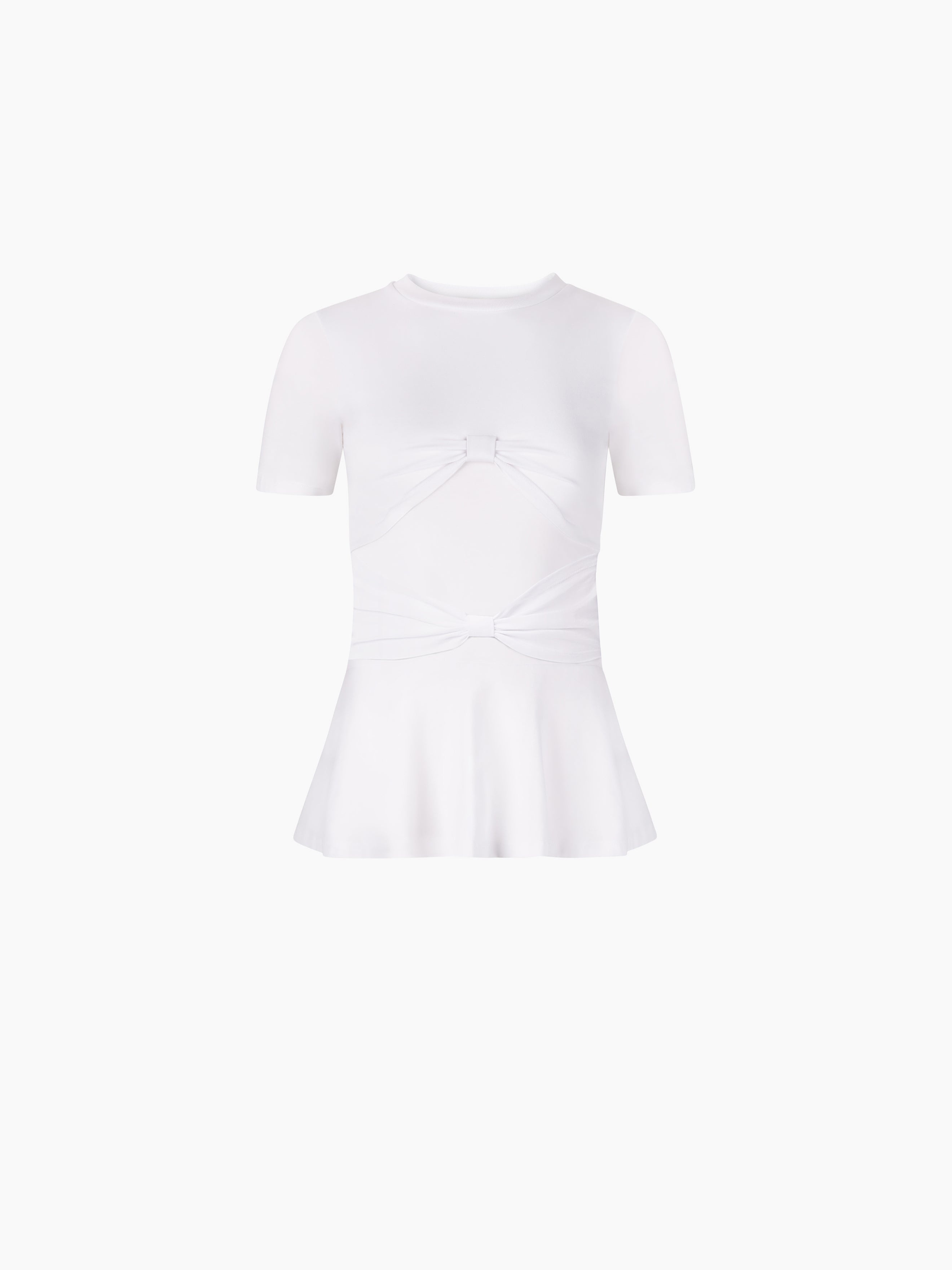Tシャツ・カットソー NINA RICCI Woman T-Shirt White 24AJTO021CO1075 U1000 NINA RICCI PEPLUM T-SHIRT WITH BOW DETAIL | REVERSIBLE