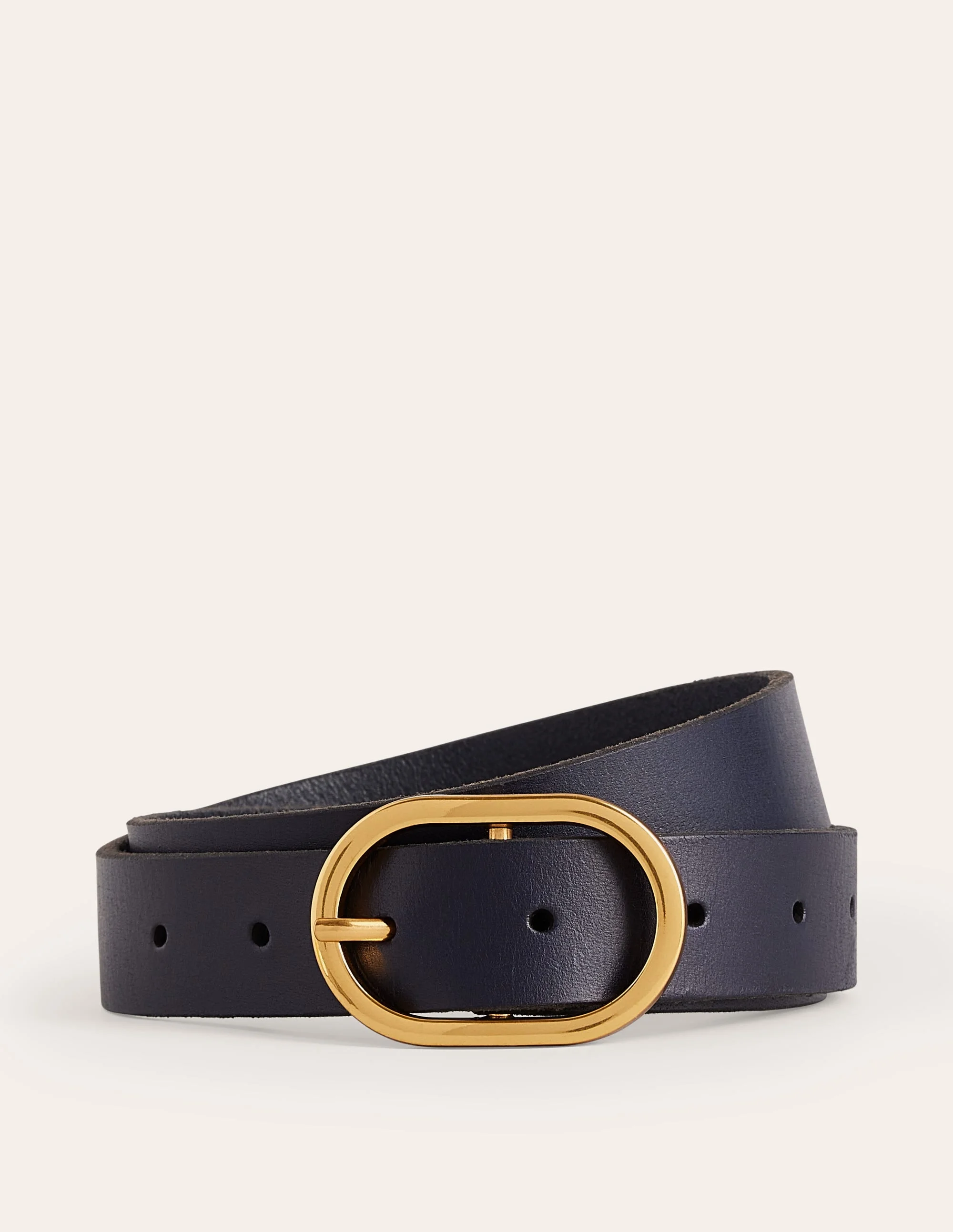 Classic Leather Belt-Navy - 1