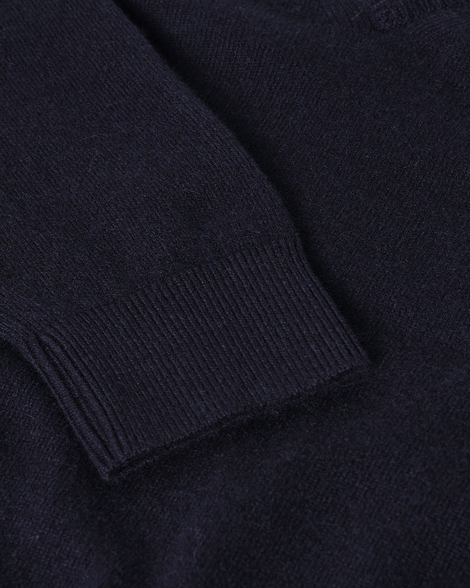 Classic Cashmere Navy V Neck Jumper - 6